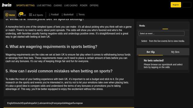 Bwin - sport betting utan svensk licens screenshot
